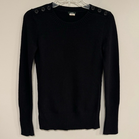 J. Crew | Button Sweater Wool Cashmere Black Size XXS - Picture 2 of 6